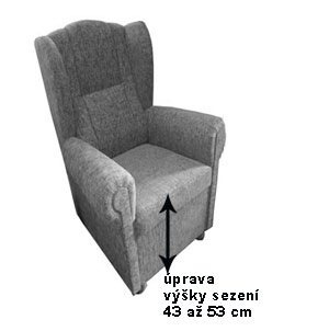 křeslo ušák - úprava na míru - výška sezení.