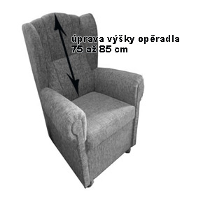 křeslo ušák - úprava na míru - výška opěradla.