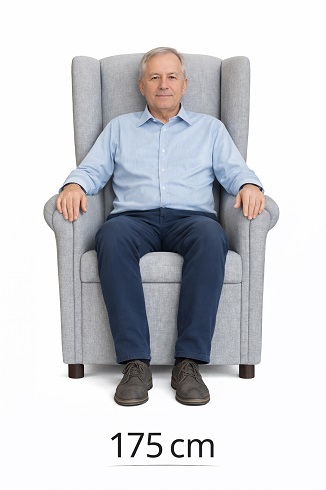 křeslo pro osoby výšky 175 cm