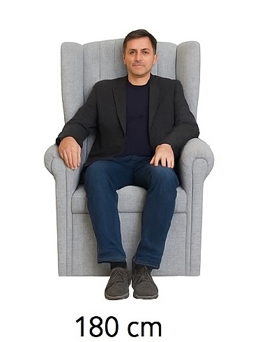 křeslo pro osoby výšky 180 cm
